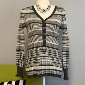 Calvin Klein Grey Striped Henley Sweater